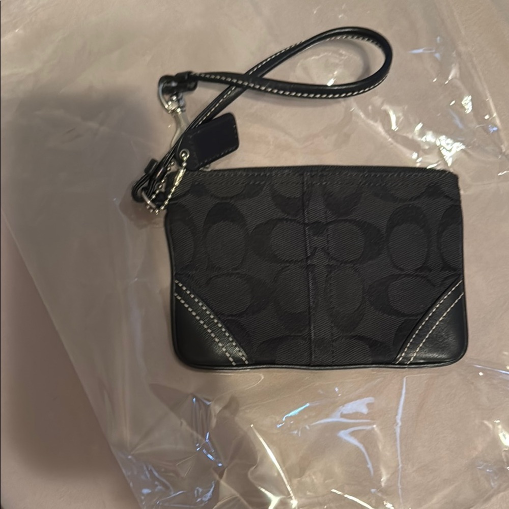 Coach Black Wristlet with Silver Accents